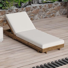 Christopher Knight Home Habery Acacia Wood Chaise Lounge with Cushion, Outdoor Sun Lounger with 6-Position Adjustable Backrest, 76.8'' Patio Recliner Chair for Poolside Backyard, Teak+Cream