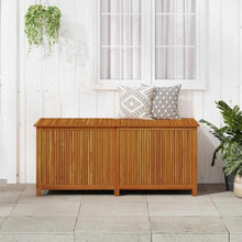 GPUTYGHN Solid Acacia Wood Patio Storage Box 68.9x31.5x29.5 Inch with Gas-Lift Lid, Waterproof Zippered Bag, Bench and Side Table for Cushions, Garden Tools