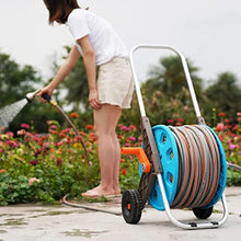 CFDZCP Portable Hose Pipe Reel，Garden Water Hose Storage cart Set，Multi-Function Sprinkler Nozzle for Garden Watering and Flushing，Outside Water Pipe Rack Winding Tool(with 70m Hose)
