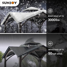 Sunjoy 12.5x12.5 ft. Hardtop Gazebo Aluminum & Galvanized Steel Black