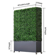 AGPL Artificial Boxwood Hedge Wall with Stainless Steel Planter Box Green 48"W x 12"D x 67"H