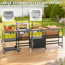 LEVELEVE Modular Outdoor Kitchen Island 4-Piece Set, Aluminum Outdoor Prep Station Grill Cart with Independent Sink, Storage Cabinets & Shelves for Backyard Patio Deck