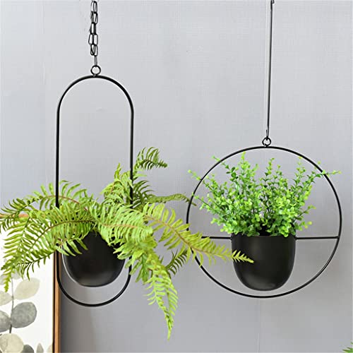 SDREYKUF 2pcs Metal Hanging Flower Pot Chain Wall Hanger Planter Basket Holder for Home Garden Balcony Decoration