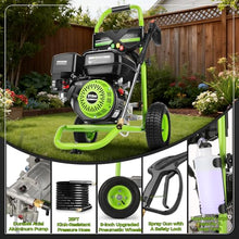 Commercial 4000PSI 4GPM 212CC 7.0HP Gas Pressure Washer, 9" Wheels Professional Gas Power Washer with 5 Nozzle 25FT Hose 1L Foam Bottle for Home Fence Driveway Yard (EPA/CARB/ETL Compliant), Green
