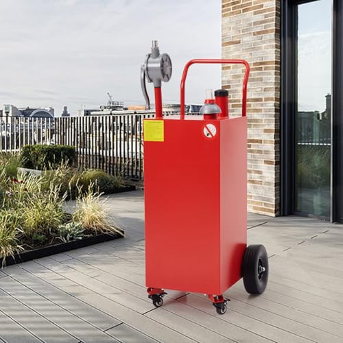50 Gallon Portable Storage with 2-Way Rotary Transfer, Wheeled Container with Brake Casters for Outdoor Equipment, Vessels & Vehicles