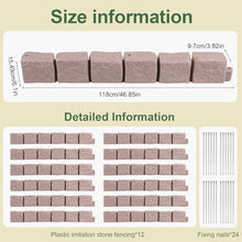 Generic Faux Stone Landscape Edging Decorative Stone-Look Garden Border with 24 Pieces Spikes 12pcs for DIY Outdoor Yard Landscaping