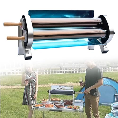 Solar Camping Grill, Solar BBQ Cooker, Stainless Steel Food-Grade Solar Oven, Smoke- Reusable Cooker, Light + Carbon Powered for Outdoor Camp & Travel