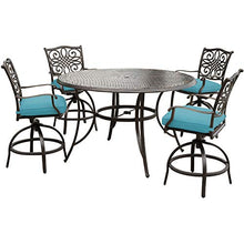 Hanover Traditions 5-Piece Outdoor Dining Set with 4 Swivel Chairs and Round Table Blue