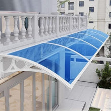 kufu01 Curved Window Awning Modern Polycarbonate Front Door Canopy,Door Awning,Uv Rain Snow Sunlight Protection Door Patio Canopy,Modern Design Blue Outdoor Canopy,Easy Assemble (47"x110")