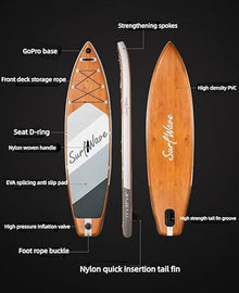Spaboy Inflatable Stand-Up Surfboard Wood Grain Brown