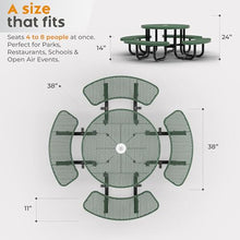 OUTTANS Commercial Metal Picnic Table (Green, 38in, Kids, Expanded Steel)