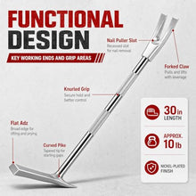 TsoLay 30" Halligan Bar, Forged Steel Breaching Tool with Non-Slip Grip, Axes Head Spike Fork, Metal Cutting Claw for Rescue, Forced Entry & Emergency Breakthroughs