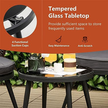 DUYHBAWRS 3PCS Patio Rattan Bistro Furniture Set Cushioned Chair Table Garden