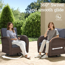 Aeeiua 5 Pieces Wicker Patio Furniture Set, Luxury Outdoor Conversation Set with High Back Swivel Rocker Chairs