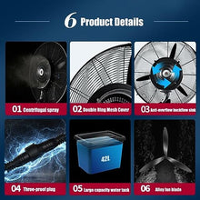 GFJYKDL Industrial Misting Fan - 26in Outdoor Cooling Pedestal Fan with 11 Gallon Tank, 3 Speed Settings for Garden, Patio, Warehouse - Powerful Spray Cooling System,One Color-650mm/26in