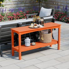WestinTrends Malibu 55" Outdoor Patio HDPE Adirondack 2-Tier Shelf Console Table, Orange