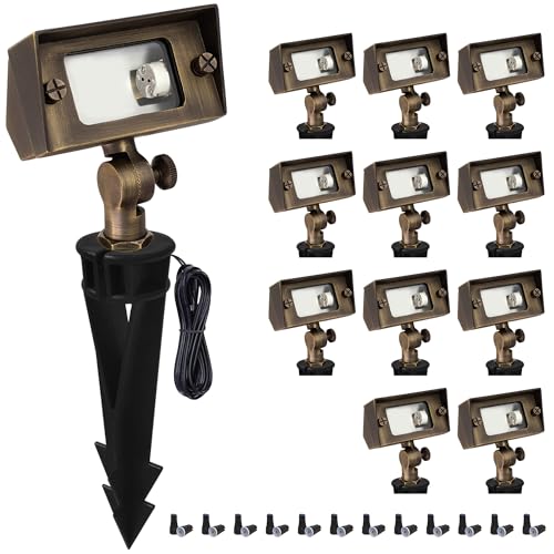 COLOER Cast Brass 12V Low Voltage Flood Light Outdoor Without Bulb(12 Pack)