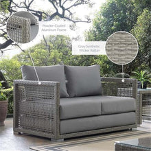 Afuera Living Wicker Patio Loveseat, Gray Finish, Synthetic PE Rattan and Powder-Coated Aluminum Frame, Water and UV-Resistant Cushions, 32" H x 52" W x 32" D Outdoor Furniture for Backyard or