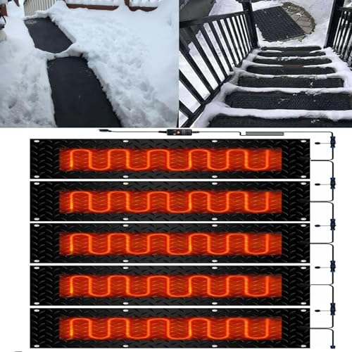 XYWGBMS Snow Melting mats Outdoor Stairs, Rubber Heated Snow and Ice Melting Mat, Roof Heated Outdoor Mats, Non-Slip Winter Outdoor Snow Mat,Winter Removal and Ice Melt Prod,5 Pcs-30x60cm/12x24in