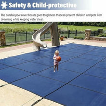 GAZOGJ Dustproof Pool Protector Pool Cover Winter Inground Pool Safety Cover for Rectangle/Oval/Kidney Shaped Pools, High Strength Pp Mesh, Solid Safety Pool Covers, Hardwa,Blue-5m x 9m/16ft x 29.5ft