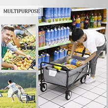 Push and Pu Folding Wagon with Canopy A-Field Coapsible Beach Wagon Outdoor Garden Cart Portable Hand Cart for Grocery ping Picnic Yard (Color : Black)