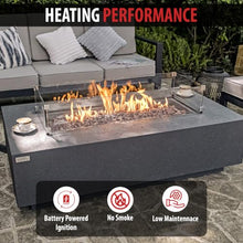 AMS 60" Rectangular Concrete Natural Gas Fire Pit Table Bundle (Dark Gray)