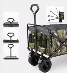 BIOMICE Collapsible Wagon Outdoor Folding Utility Wagon Garden Trolley Folding Push Cart with Brake Portable Rolling Beach Outdoor Cart Garden Cart