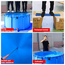 Zfmnoyev Round Canvas Water Tank, Above Ground Frame Fish Pool with Drain Valve, Collapsible Outdoors Water Storage Tank, for Koi Culture Agricultural Irrigation(1.2x0.6m-680L)