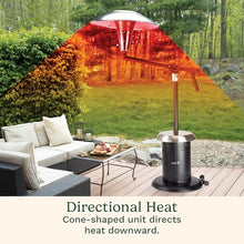 Cuisinart Perfect Position Propane Patio Heater, 38,200 BTU Powerful Directional Stainless Steel Outdoor Heater with Hidden Tank and Drink Table, Swivel Arm and Reflective Heat Shield