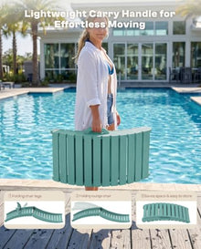 PLUUV HDPE Pool Chaise Lounge Chairs with Cup Holder, Set of 4, Blue