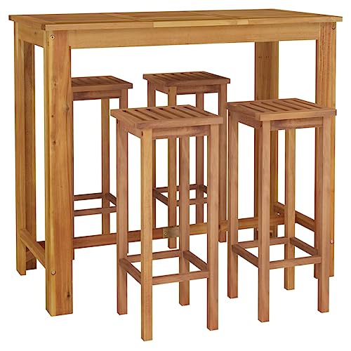 vidaXL 5 Piece Patio Bar Set Solid Wood Acacia