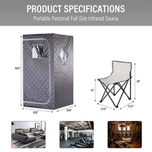 iDOTODO 2023 New Portable Personal Infrared Sauna for Home, Full Size Personal Home Spa Tent with Remote Control, Heating Foot Pad, Foldable Reinforced Chair （Grey, L33.8 x W 33.8" x H 66.5"）…