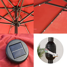 ntumLeap Parasol, Outdoor Solar Umbrella Led Lighted Patio Umbrella Table, with Tilt and Crank, for Garden, Deck, Backyard, Pool and Beach,Khaki-3m×3m