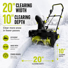 40V Cordless Snow Blower, 3500W Brushless Electric Snow Thrower with 2 x 4.0Ah Batteries, 20" Path, 10" Depth, 25ft Throw, Dual LED Lights, 180° Adjustable Chute for Home and Garage
