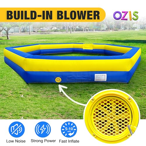 OZIS 26FT Inflatable Gaga Ball Pit with Built-in Blower Blue & Yellow