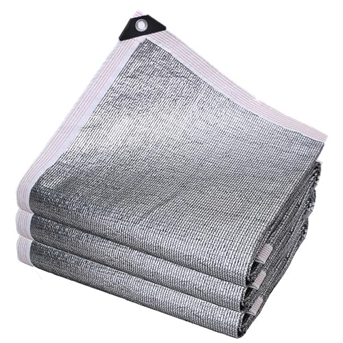 90% Aluminum Shade Cloth, Silver Sun Shade Tarp with Grommets, Heat Insulation UV Resistant Shading Net, for Car, Garden, Patio, Greenhouse, or Pet Kennel