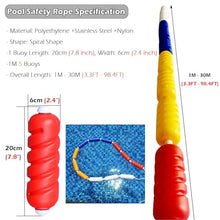 Pool Divider for Shallow And Deep End, 98 72 56 32 20 10 3 FT Floating Pool Safety Swim Lane Lines/ Bright Red Blue White Yellow Floats Buoy Rope Kit for Above Ground Pool Dividing Dangerous Areas ( C