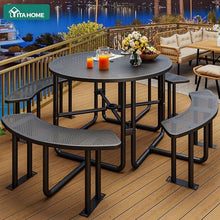 YITAHOME 38'' Metal Picnic Table with Umbrella Hole