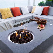 Metropolis Concrete Fire Pit 56" x 32" Patio Firepit Includes Lava Rocks Modern Fire Pits & Outdoor Fireplaces for Garden, Deck, Indoor & Outdoor Heating