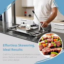 8/12 Hole Manual Mutton Skewer Machine, Stainless Steel Kebab Tool, With Anti-slip Baffle, Adjustable Structure, For Bamboo Skewers, Round Steel Skewers, Flat Steel Skewers 8 Hole