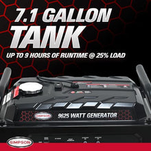 Simpson 9625 Watt Portable Generator, Quiet Gas Generator with Handle and Wheels, 2 120V Duplex Outlets, 120V/240V 4-Prong Outlet, 120V 3-Prong Outlet, 7700 Running Watts, CO Sensor (SF7796)