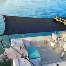 Oceansouth Hard Top Stern Shade Extension Kit | Heavy Duty Marine Rear Shade Extension with Atlas Marine Fabric - Gray (Size 9 - Length 8.5' x Width 7.5')