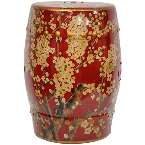 Red Lantern Sakura Blossom Garden Stool