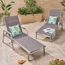 roomfitters Adjustable Aluminum Chaise Lounge with Nylon Mesh Fabric, Lightweight and Durable Outdoor Seating for Relaxation, Stylish Patio Furniture, Grey (Set of 2)