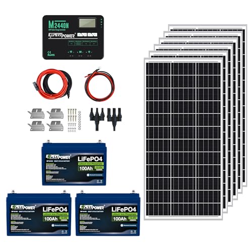 ExpertPower 3.8KWH 12V Solar Power Kit | LiFePO4 12V 100Ah, 600W Solar Panels, 40A MPPT Solar Charge Controller | RV, Trailer, Camper, Marine, Off Grid