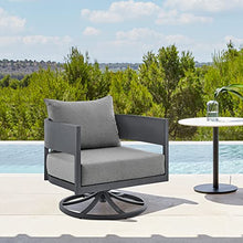 Armen Living Argiope Outdoor Patio Swivel Rocking Chair in Grey Aluminum with Cushions
