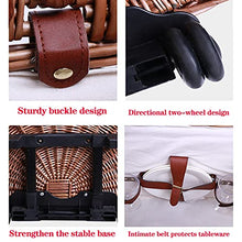 Outdoor Camping Picnic Basket Hand Lever Type Multi-Function Rattan Basket with Rollers Insulation Tableware Storage Box for Outdoor Picnic