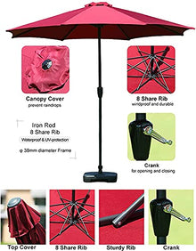 OREKPOT Patio Umbrella UV Protection Outdoor Canopy Garden Sun Shade with Crank Waterproof Sunshade for Backyard Deck and Beach Perfect for Outdoor Spaces