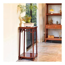 LUYOUBOZHU Vase Stand Chinese Openwork Carving Bonsai Stand, Display Base Red Acid Branch Wood for Indoor Living Room