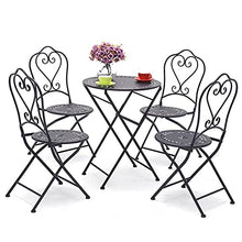 JIQHOHX Garden Table and Chair Set Patio Seating, Metal Bistro Set Indoor Outdoor Foldable Dining Table and Chairs, Sun-Proof and Rust-Proof Iron Art Balcony Coffee Table (4 Chairs and 1 Table Set)